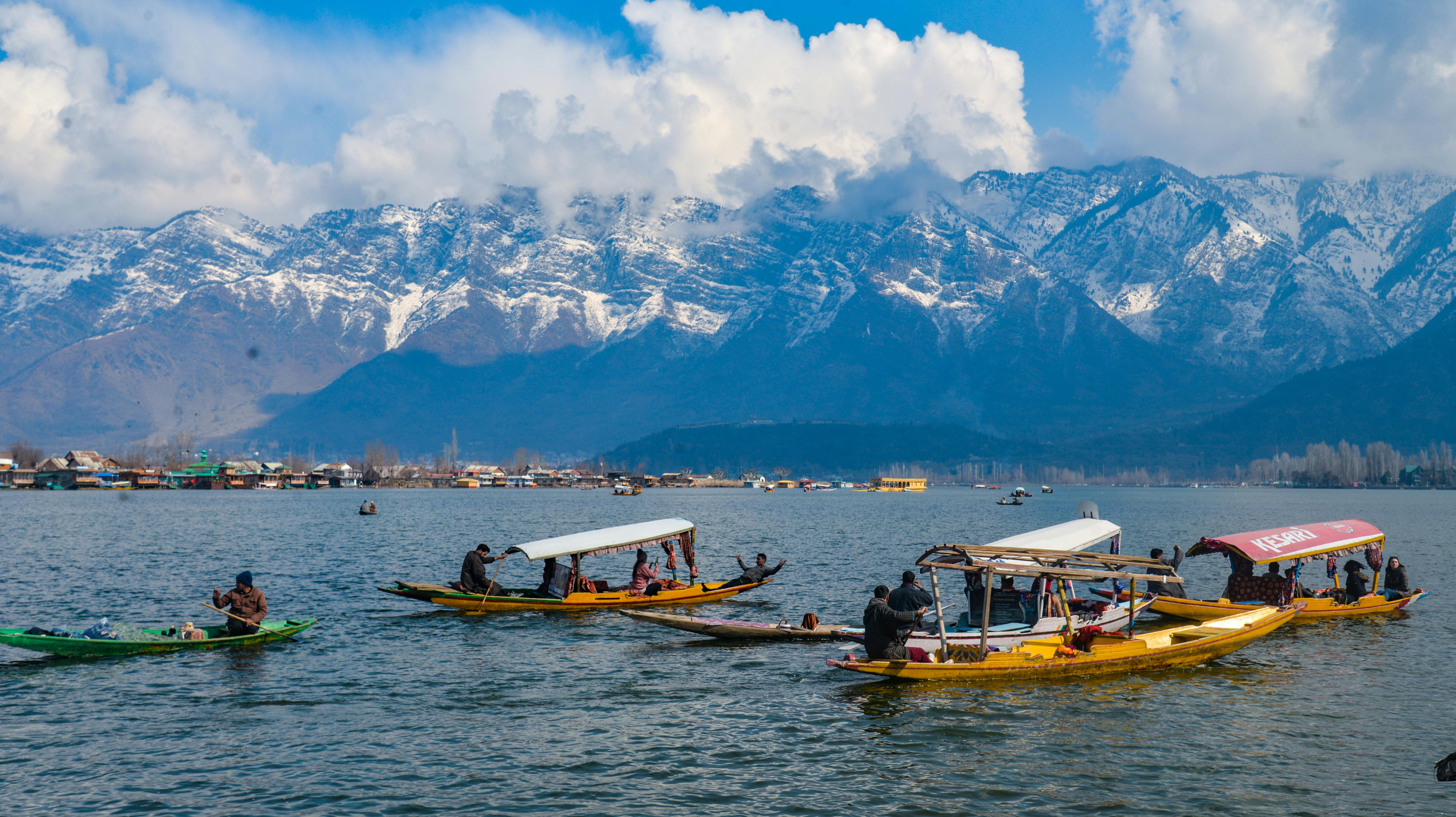 Beautiful Kashmir valley with snow-capped mountains